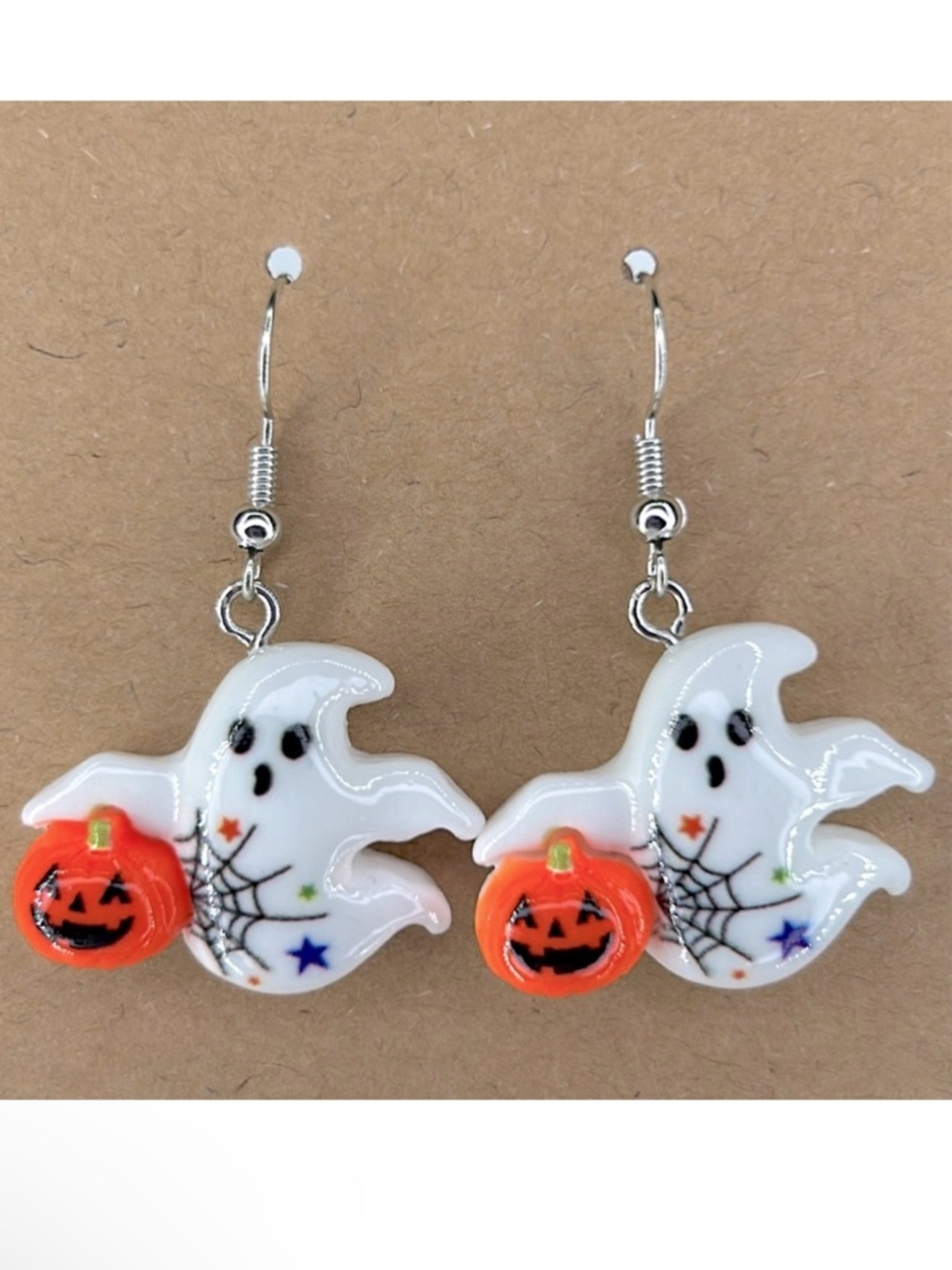 *LAST ONE* Halloween Ghost Pumpkin Resin Charm Earrings
